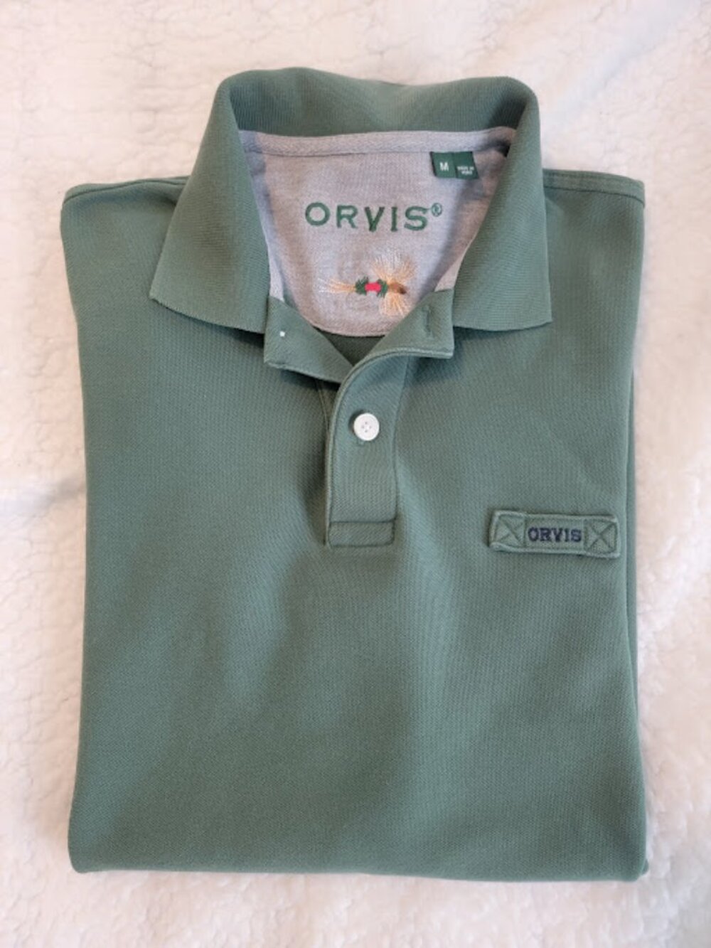 2-Pack Orvis Short Sleeve Men's Polo Shirts Green & Navy Blue Medium - Picture 4 of 11